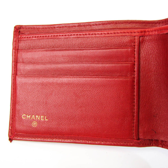 Chanel Bicolor Women's Leather Bill Wallet (bi-fold) Red Color - Picture 10 of 16